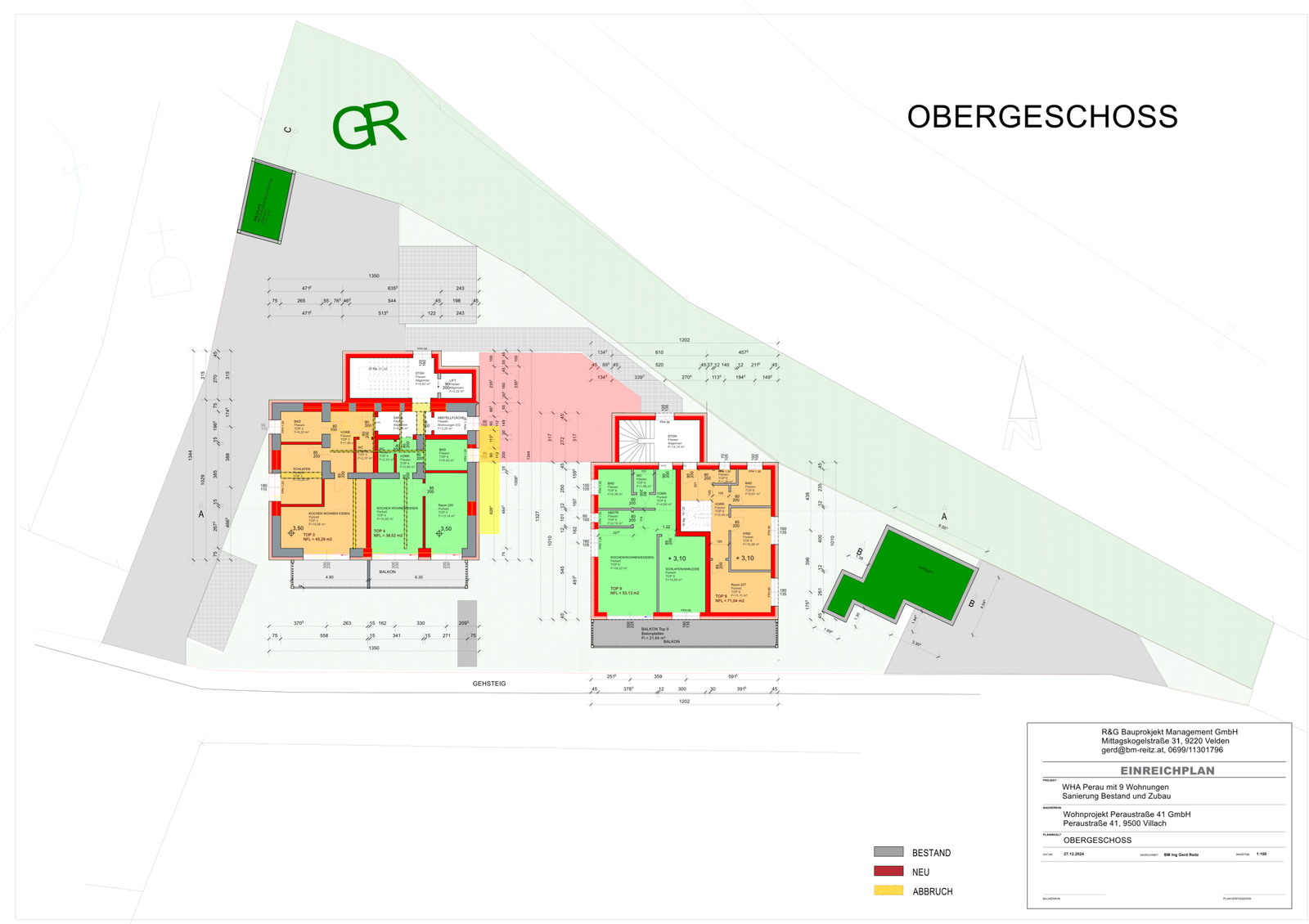 Villach — vollständiger Grundriss Obergeschoss